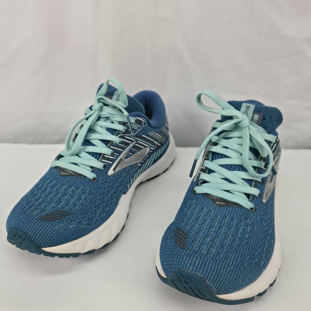 Brooks Adrenaline GTS 19 Womens 7 Blue Teal Running Shoes Stability Sneakers